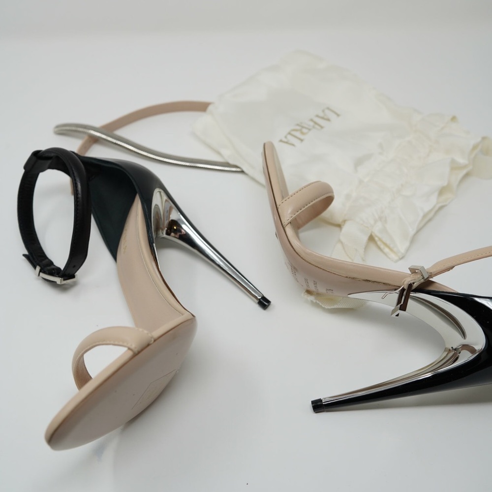 Amazing Nude & Black La Perla Heel Sandals.